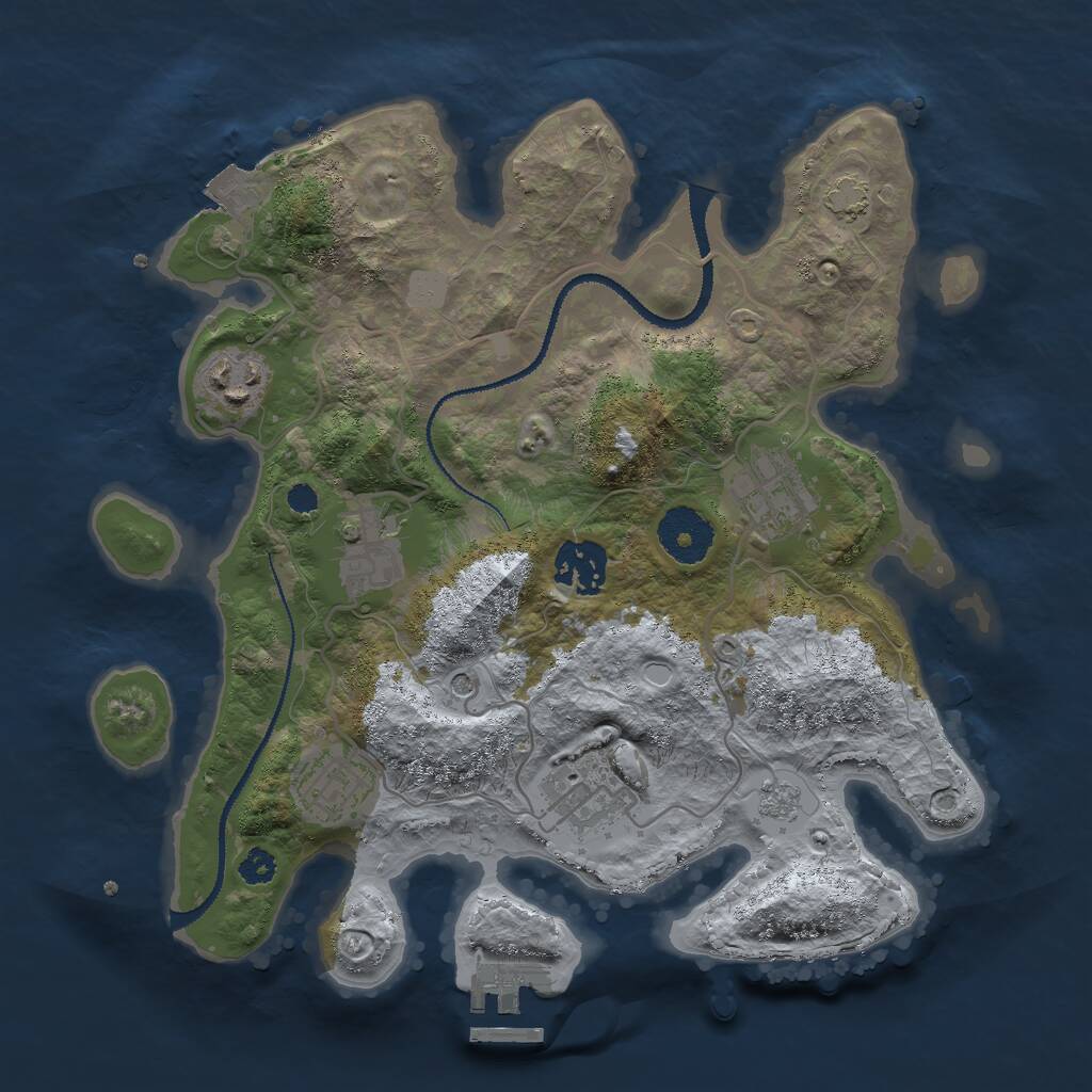 Rust Map: Procedural Map, Size: 3000, Seed: 1485517986, 11 Monuments