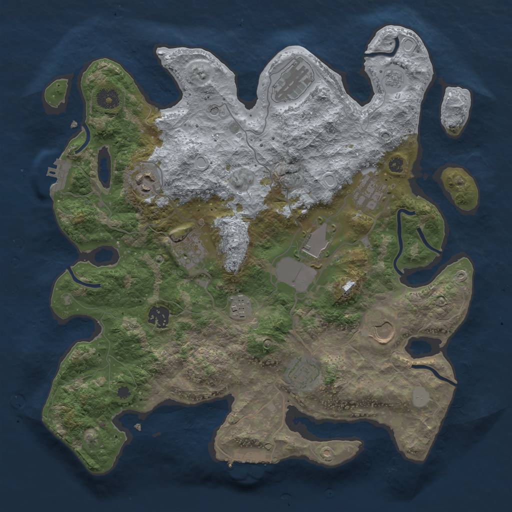 Rust Map: Procedural Map, Size: 3500, Seed: 34245, 18 Monuments