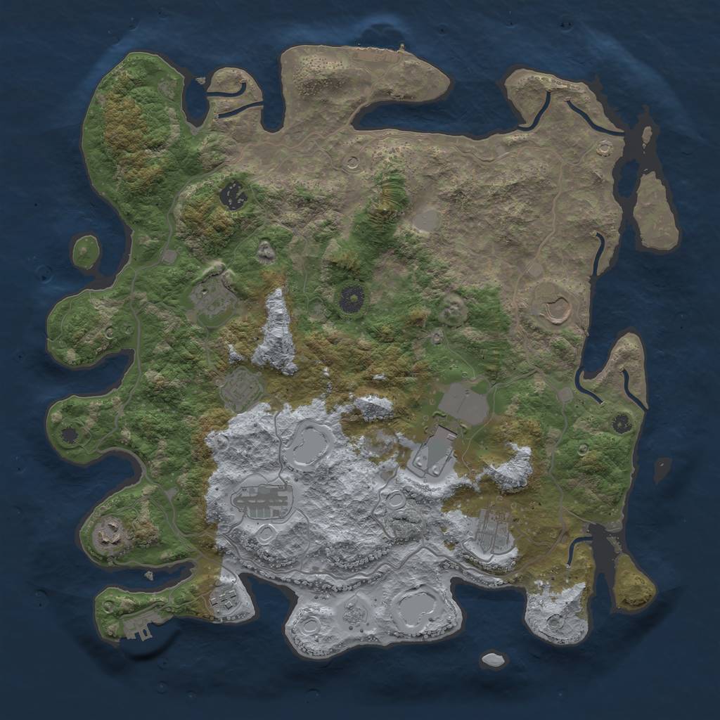 Rust Map: Procedural Map, Size: 4000, Seed: 281419, 18 Monuments