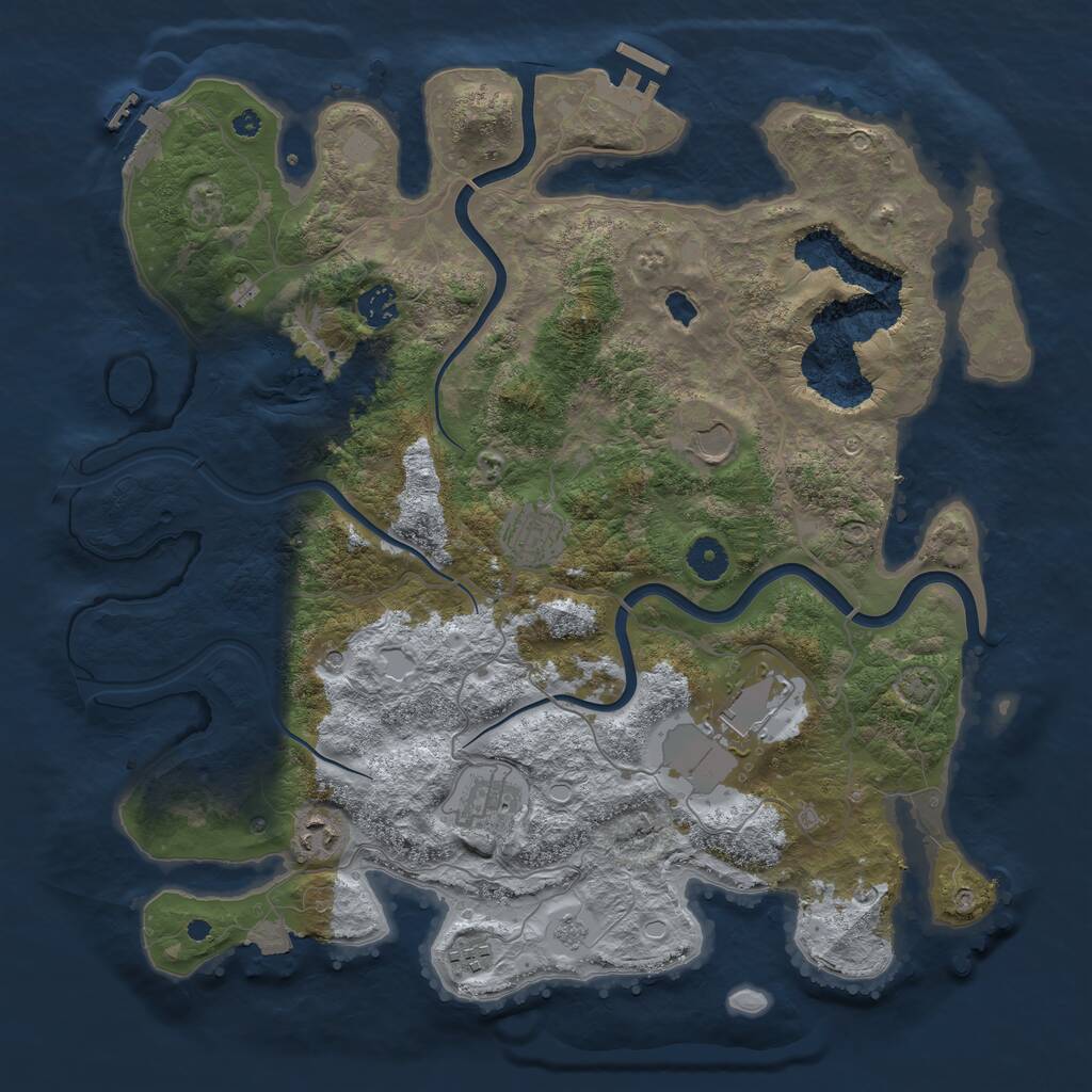 Rust Map: Procedural Map, Size: 4000, Seed: 281419, 13 Monuments