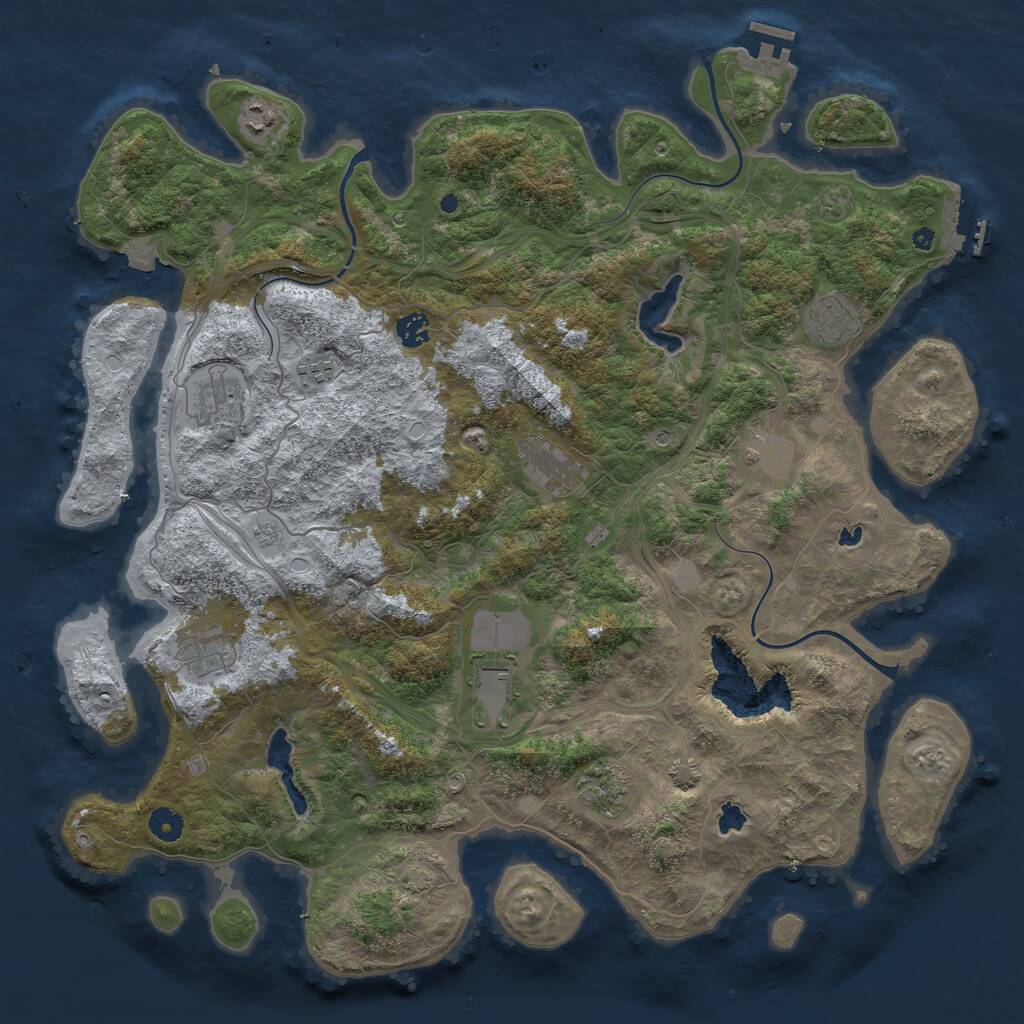 Rust Map: Procedural Map, Size: 4500, Seed: 69133769, 16 Monuments