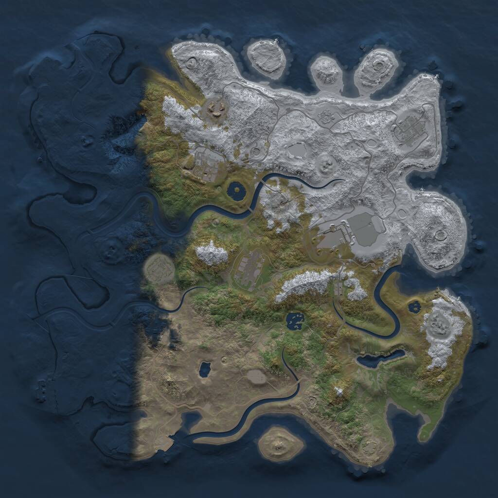 Rust Map: Procedural Map, Size: 4000, Seed: 24702, 14 Monuments