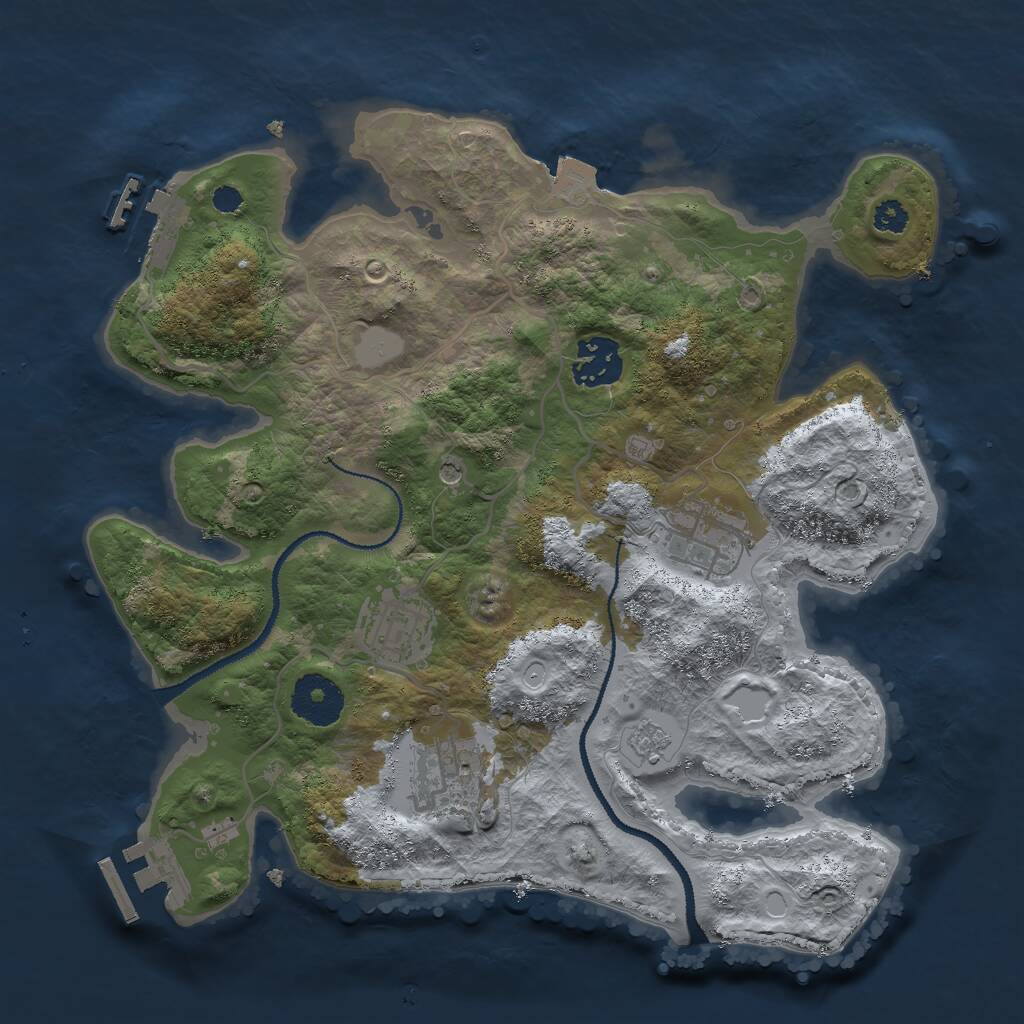 Rust Map: Procedural Map, Size: 3000, Seed: 3164, 9 Monuments