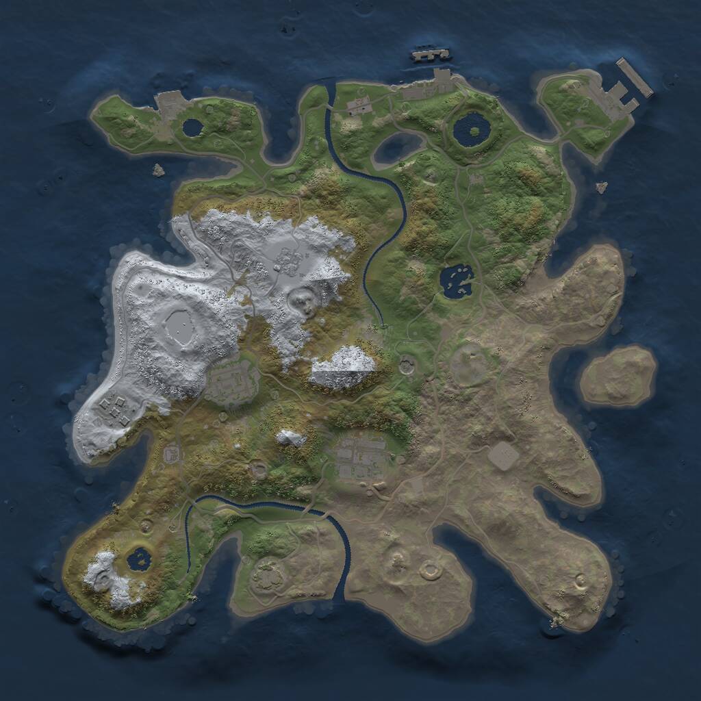 Rust Map: Procedural Map, Size: 3000, Seed: 2075643088, 10 Monuments