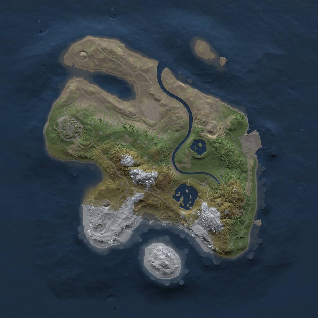 Rust Map: Procedural Map, Size: 2000, Seed: 49773, 3 Monuments