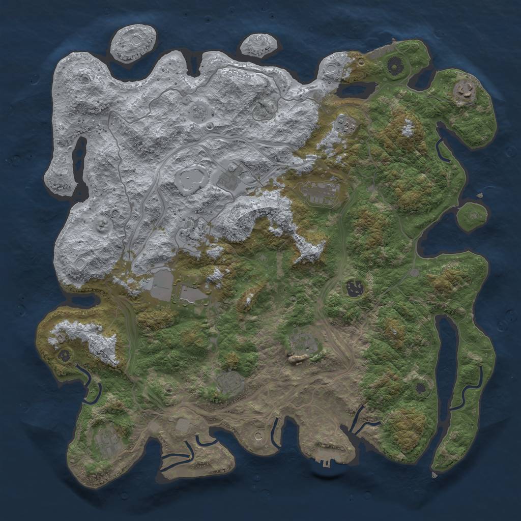 Rust Map: Procedural Map, Size: 4500, Seed: 1672843691, 19 Monuments