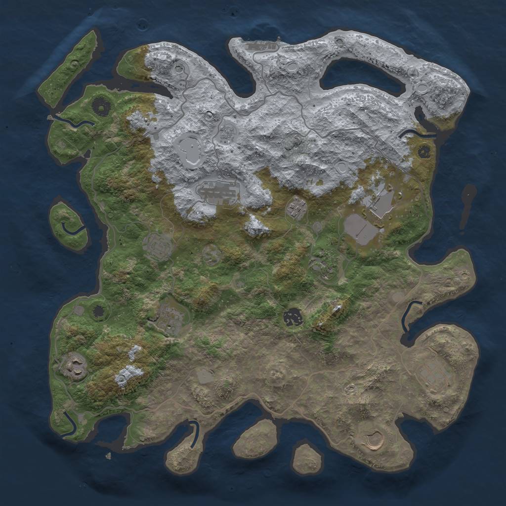 Rust Map: Procedural Map, Size: 4000, Seed: 654879678, 18 Monuments