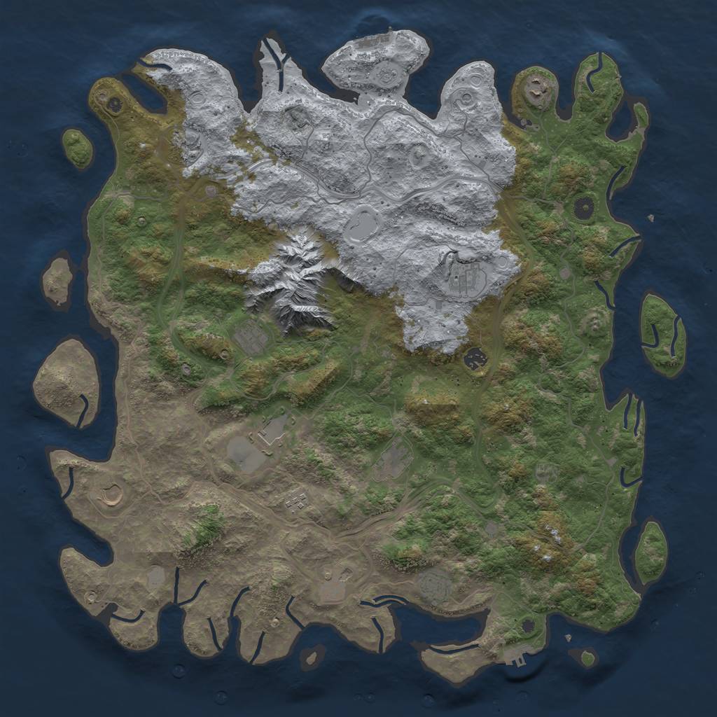 Rust Map: Procedural Map, Size: 5000, Seed: 1129, 20 Monuments