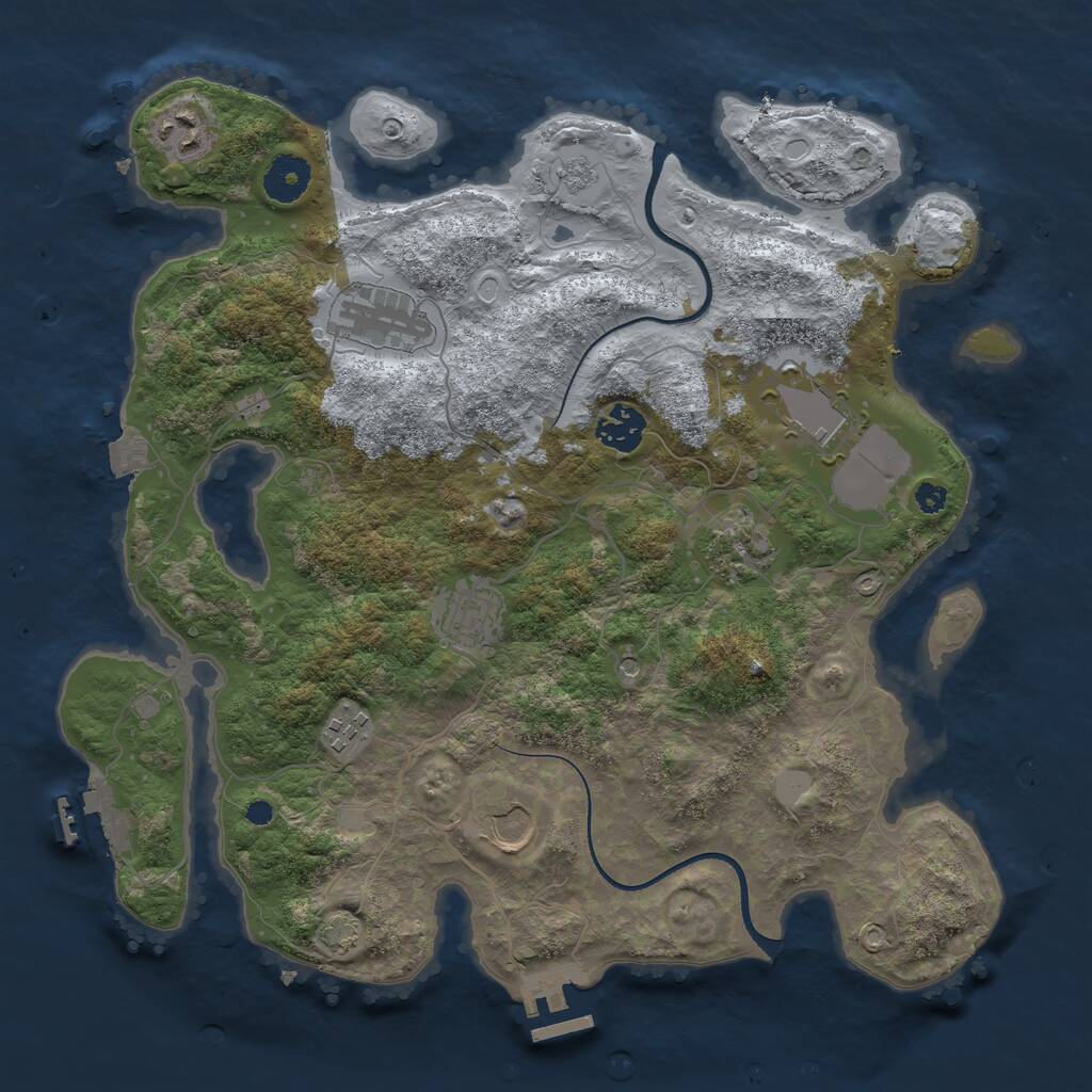Rust Map: Procedural Map, Size: 3500, Seed: 267589870, 14 Monuments