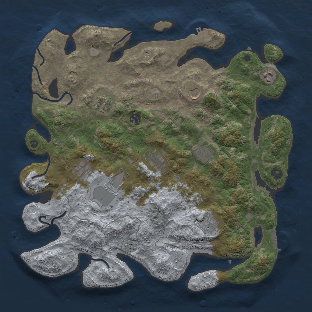 Rust Map: Procedural Map, Size: 4000, Seed: 829878, 19 Monuments