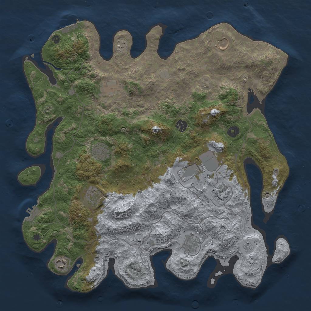 Rust Map: Procedural Map, Size: 4000, Seed: 377840, 17 Monuments