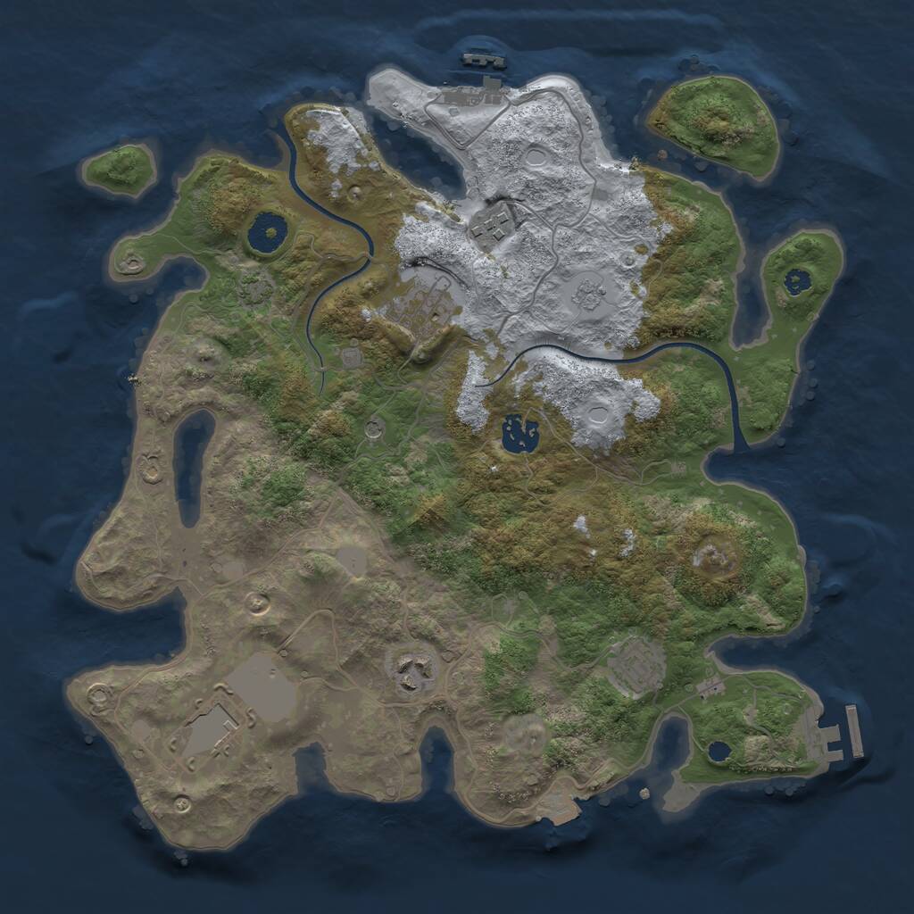 Rust Map: Procedural Map, Size: 3500, Seed: 23761269, 12 Monuments