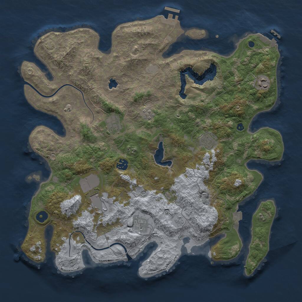 Rust Map: Procedural Map, Size: 4000, Seed: 114401, 13 Monuments