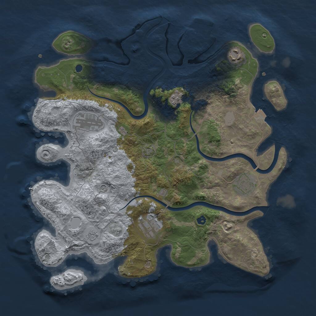 Rust Map: Procedural Map, Size: 3500, Seed: 239485615, 10 Monuments
