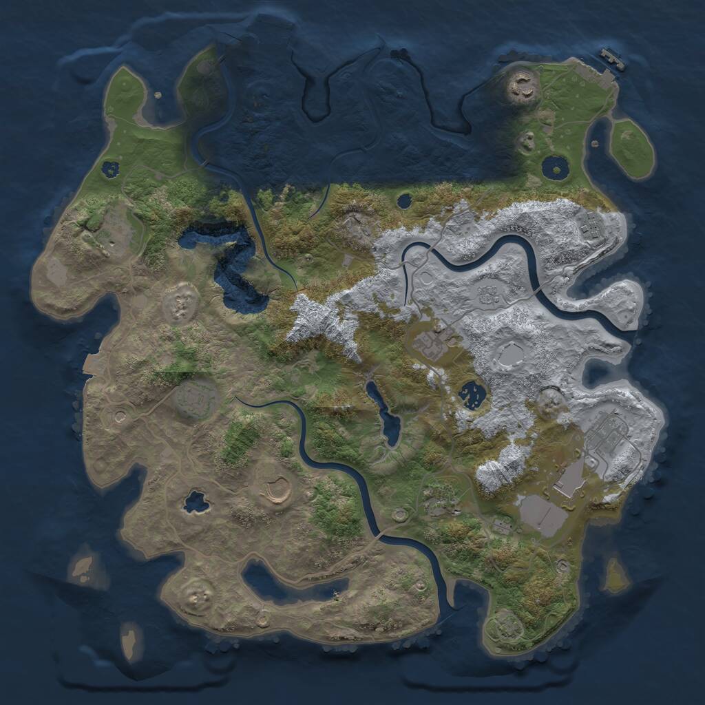 Rust Map: Procedural Map, Size: 4000, Seed: 335287, 16 Monuments
