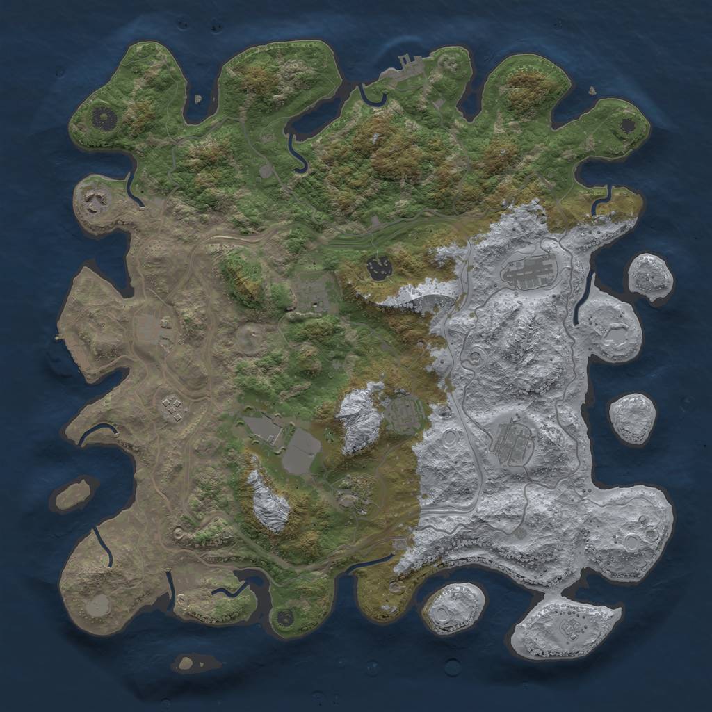 Rust Map: Procedural Map, Size: 4250, Seed: 75896340, 19 Monuments