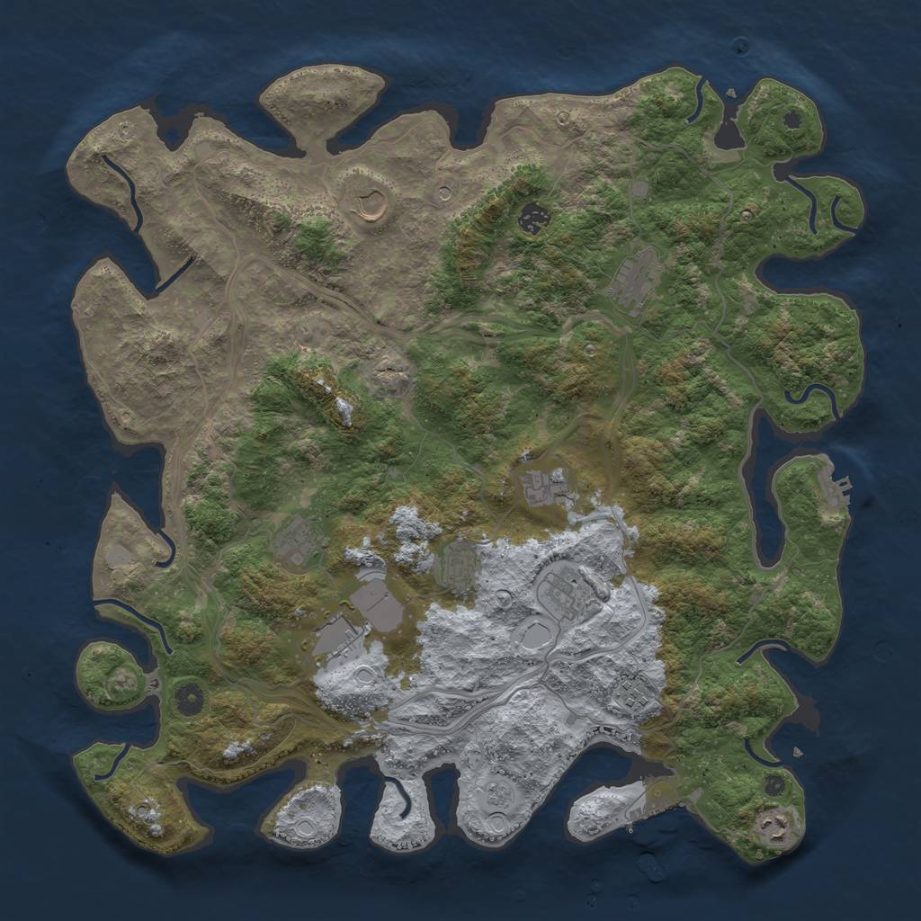 Rust Map: Procedural Map, Size: 4500, Seed: 1223720, 19 Monuments
