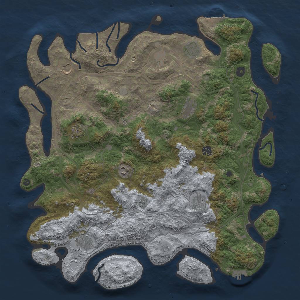 Rust Map: Procedural Map, Size: 4500, Seed: 1661215794, 19 Monuments