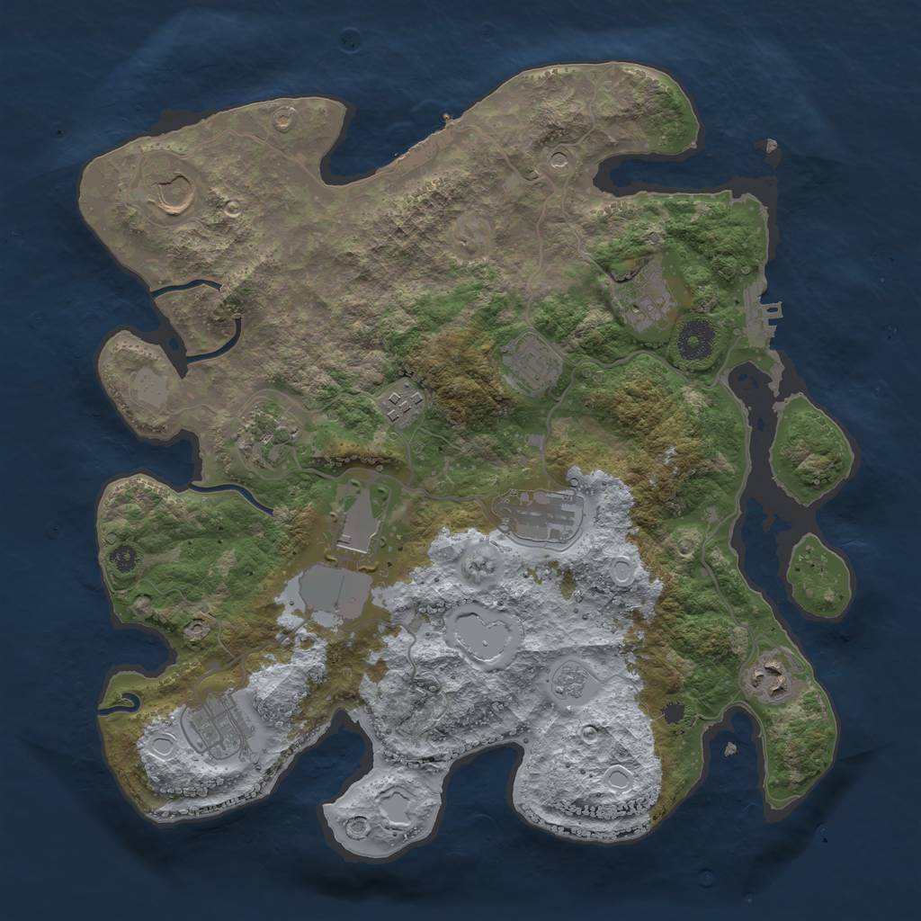 Rust Map: Procedural Map, Size: 3500, Seed: 1000000, 18 Monuments