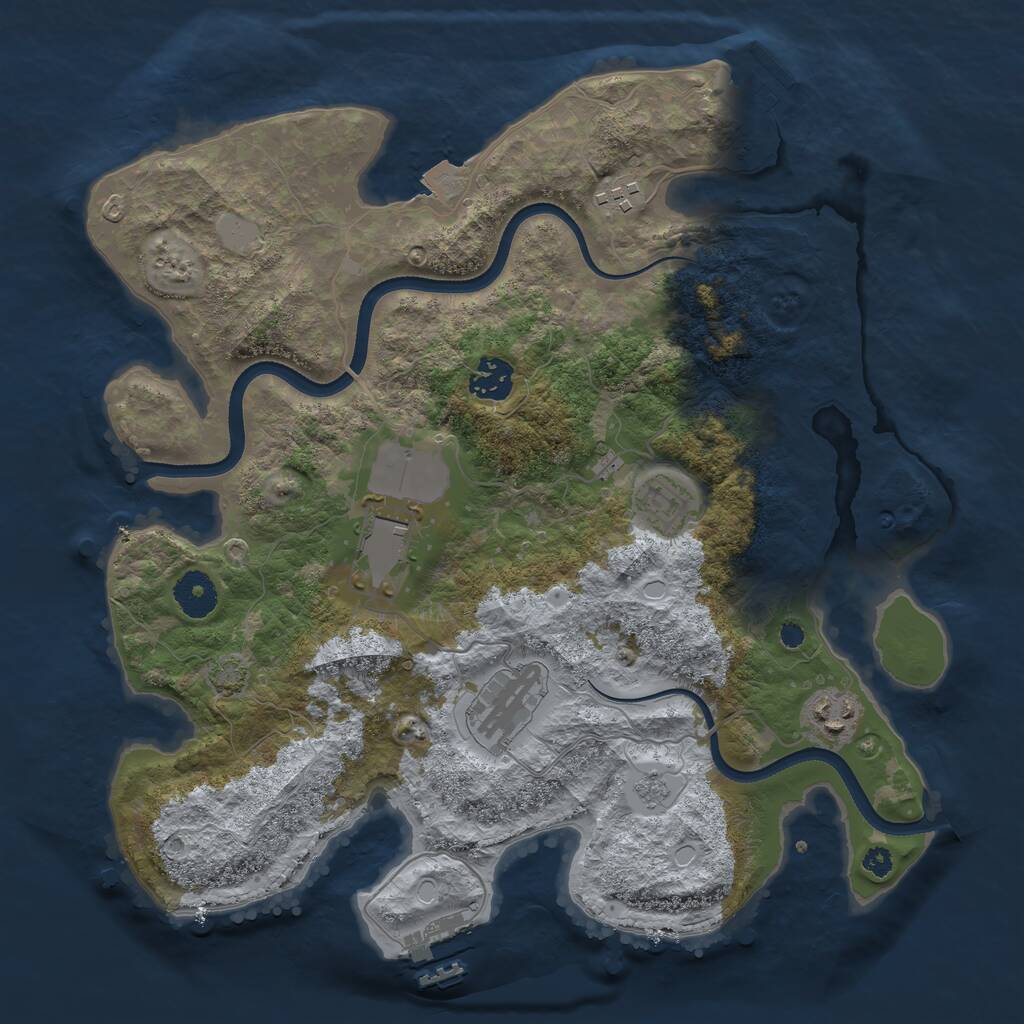 Rust Map: Procedural Map, Size: 3500, Seed: 1000000, 11 Monuments