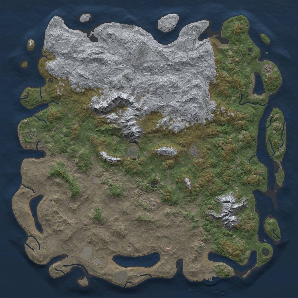 Rust Map: Procedural Map, Size: 6000, Seed: 6261990, 20 Monuments