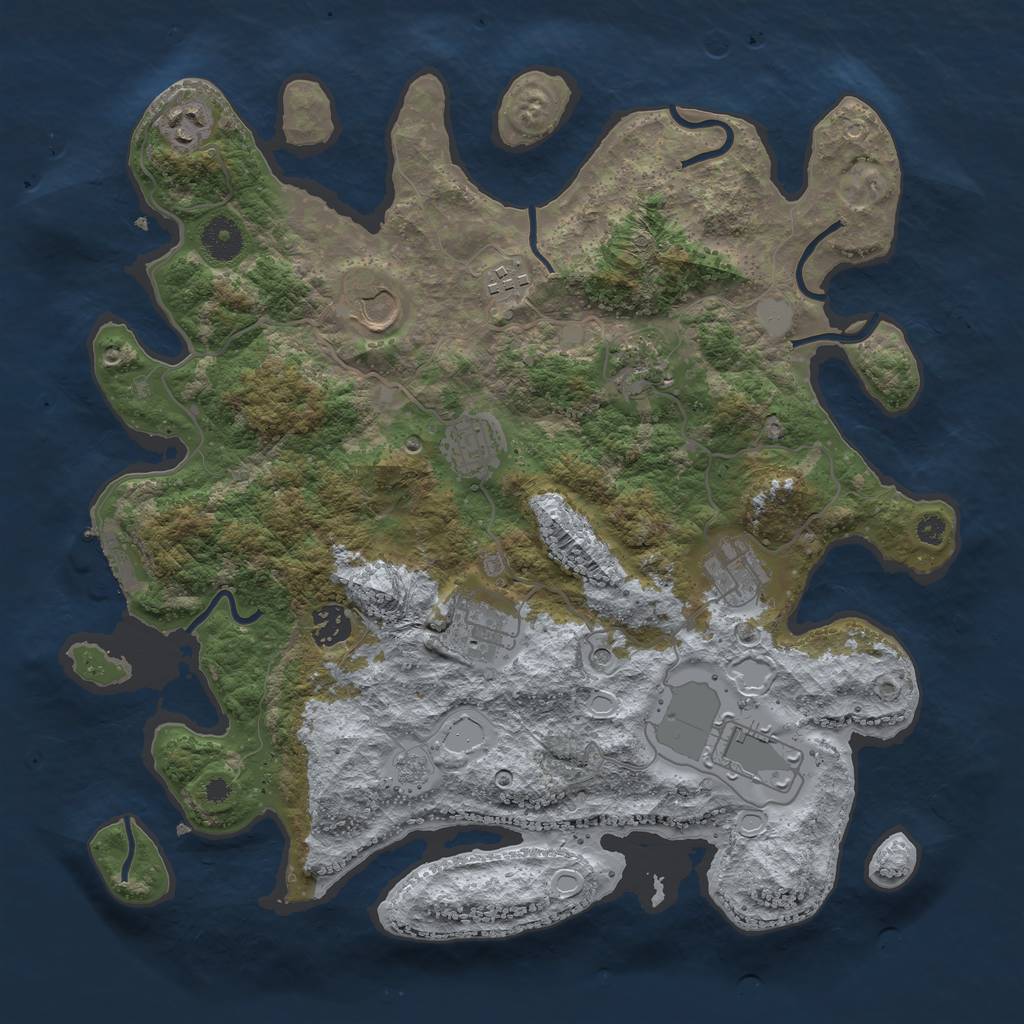Rust Map: Procedural Map, Size: 3700, Seed: 1013059272, 17 Monuments