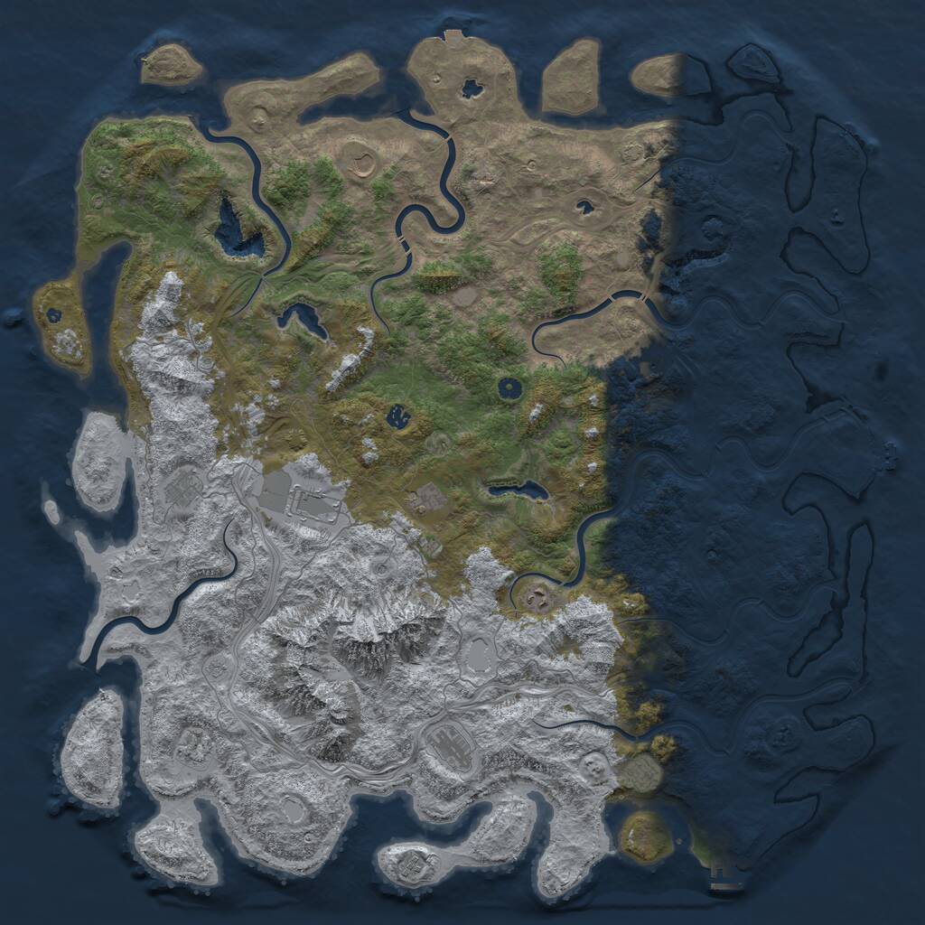 Rust Map: Procedural Map, Size: 6000, Seed: 114511, 17 Monuments