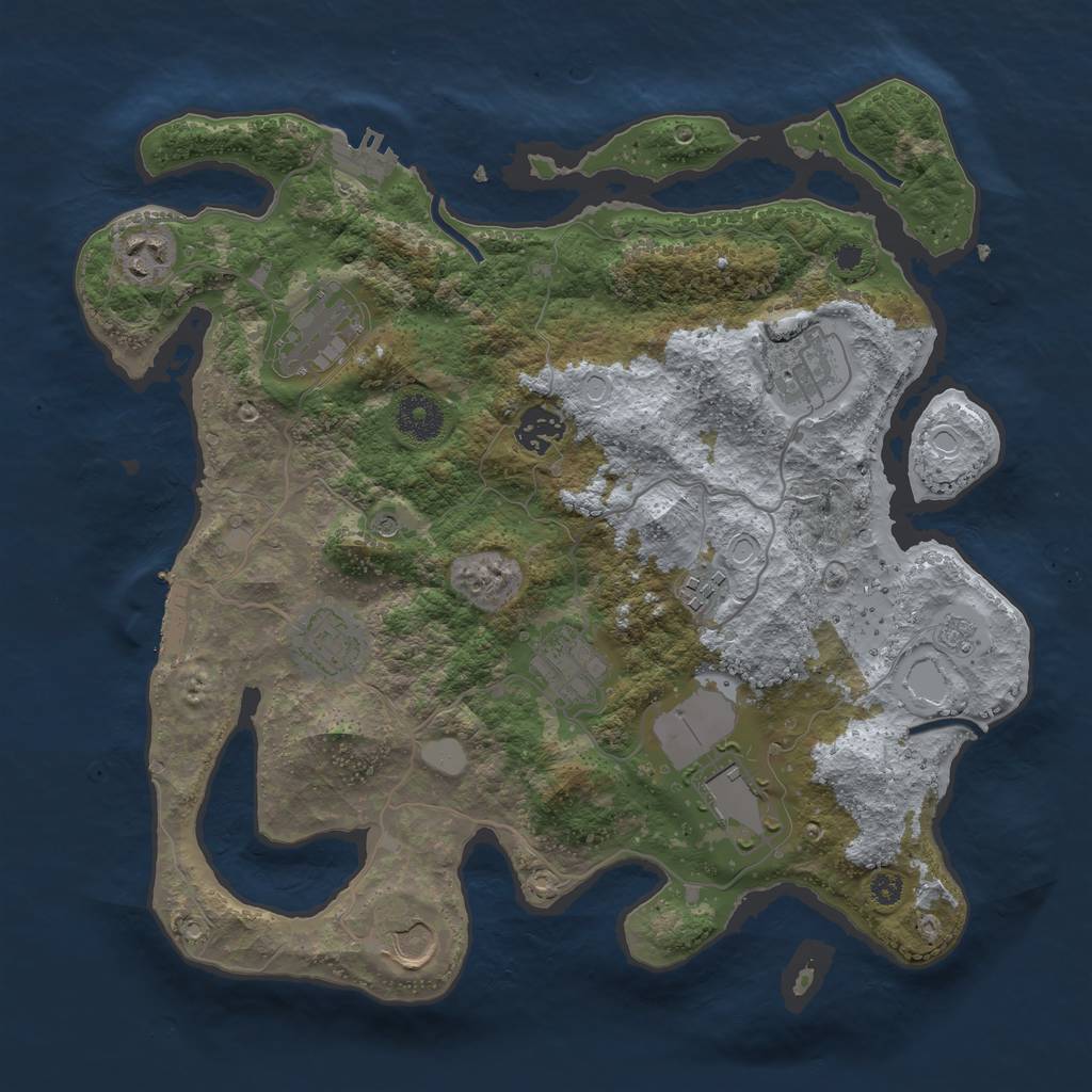 Rust Map: Procedural Map, Size: 3500, Seed: 1274900923, 18 Monuments