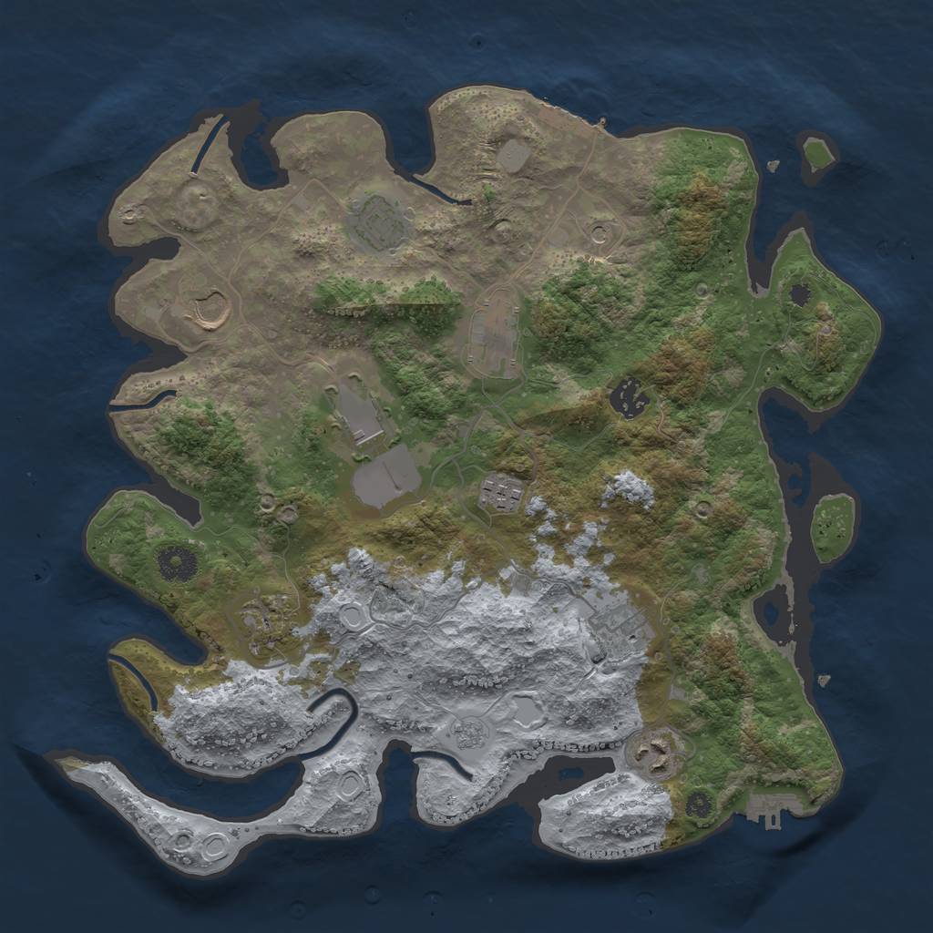 Rust Map: Procedural Map, Size: 3636, Seed: 993459, 18 Monuments