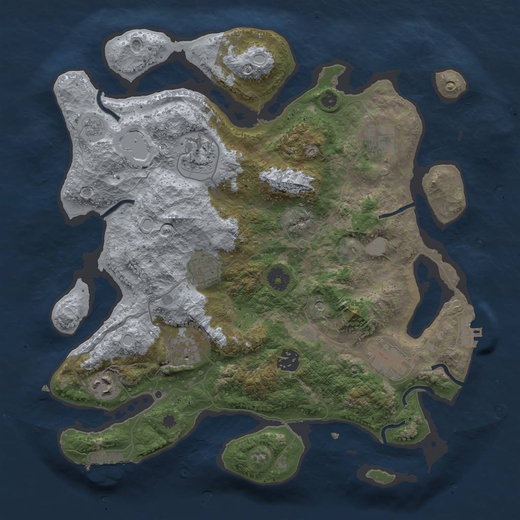Rust Map: Procedural Map, Size: 3450, Seed: 1100, 16 Monuments