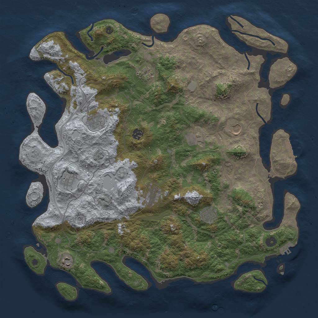 Rust Map: Procedural Map, Size: 4500, Seed: 2134259949, 19 Monuments