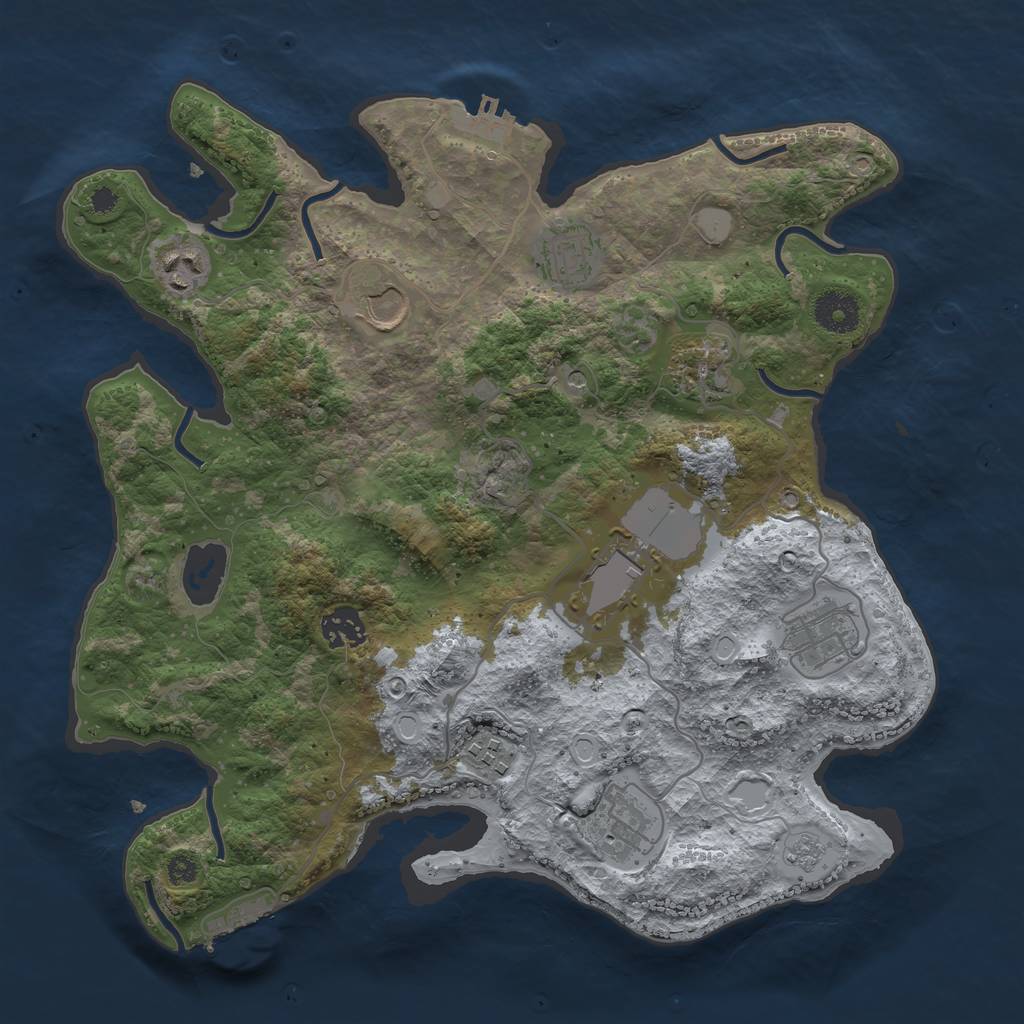 Rust Map: Procedural Map, Size: 3500, Seed: 121835366, 18 Monuments