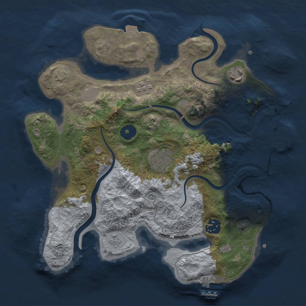 Rust Map: Procedural Map, Size: 3000, Seed: 26145, 10 Monuments