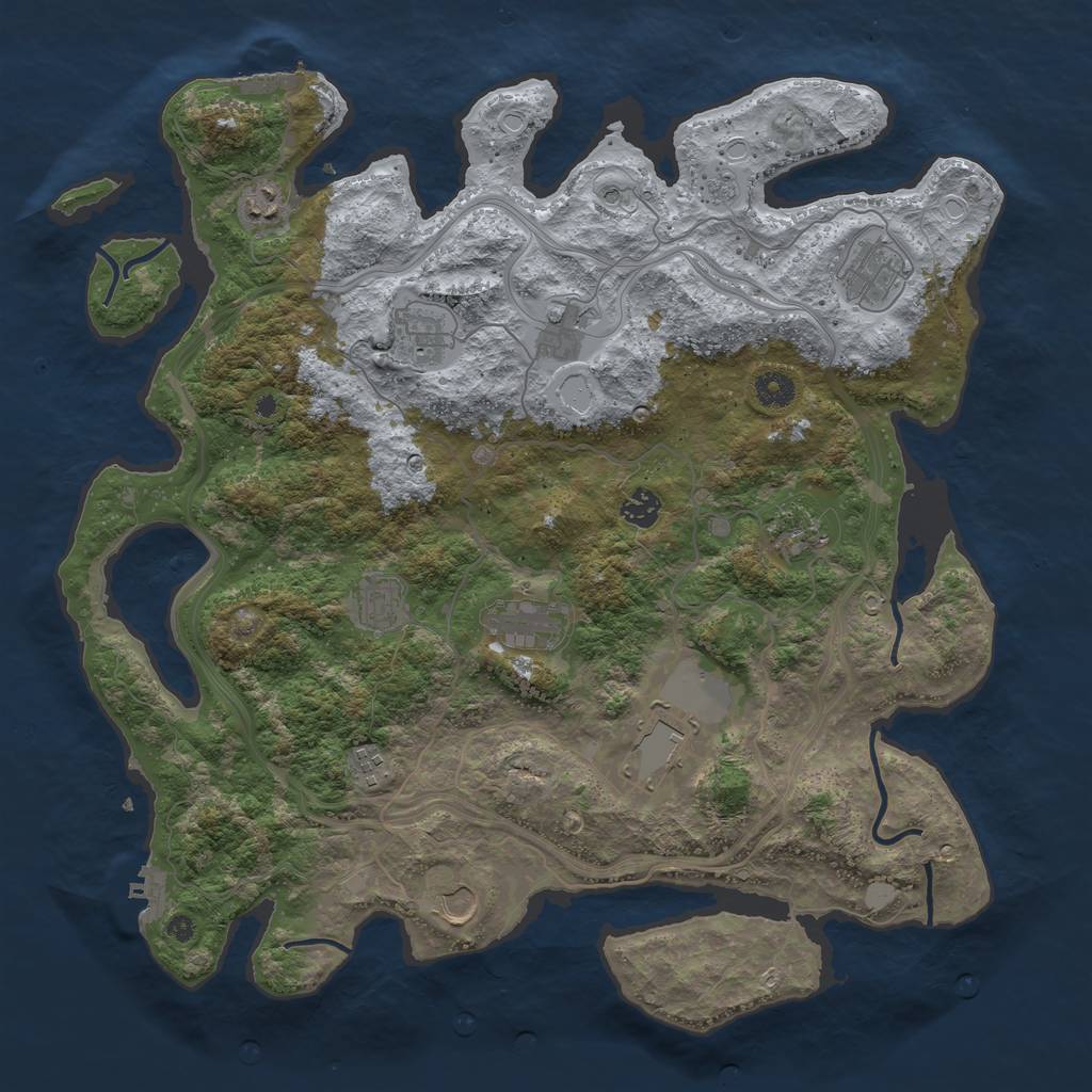 Rust Map: Procedural Map, Size: 4250, Seed: 411554796, 20 Monuments