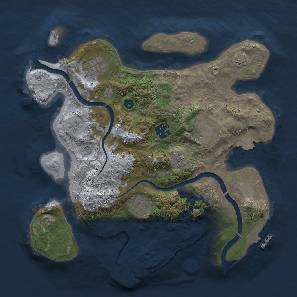 Rust Map: Procedural Map, Size: 3000, Seed: 2135034859, 11 Monuments