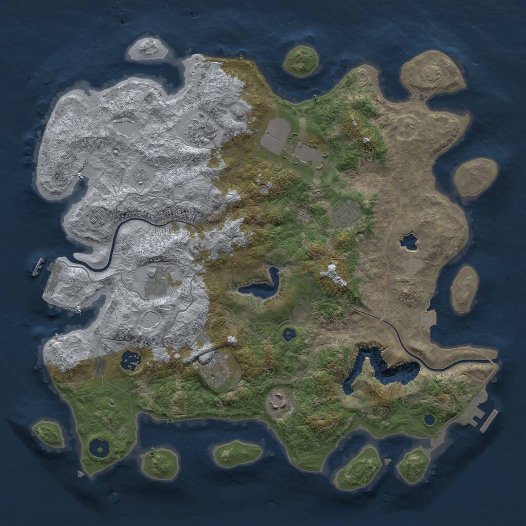 Rust Map: Procedural Map, Size: 4000, Seed: 1110534967, 13 Monuments