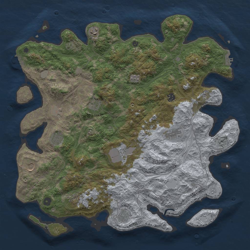 Rust Map: Procedural Map, Size: 4500, Seed: 973192778, 20 Monuments