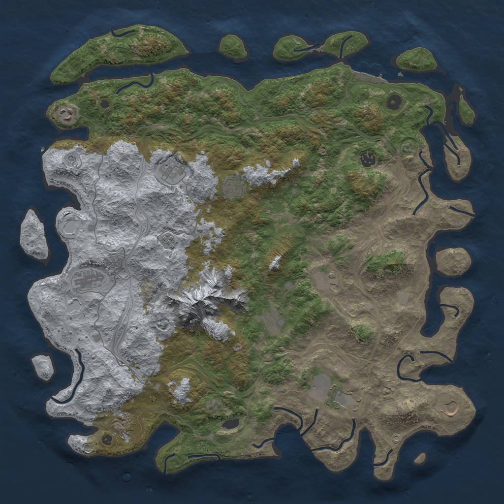 Rust Map: Procedural Map, Size: 5000, Seed: 7549, 19 Monuments