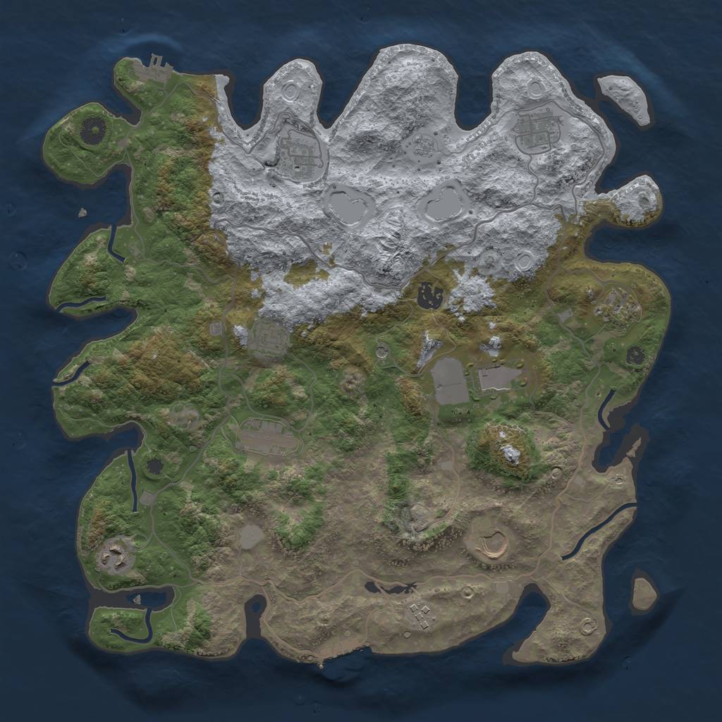 Rust Map: Procedural Map, Size: 4000, Seed: 29618833, 19 Monuments