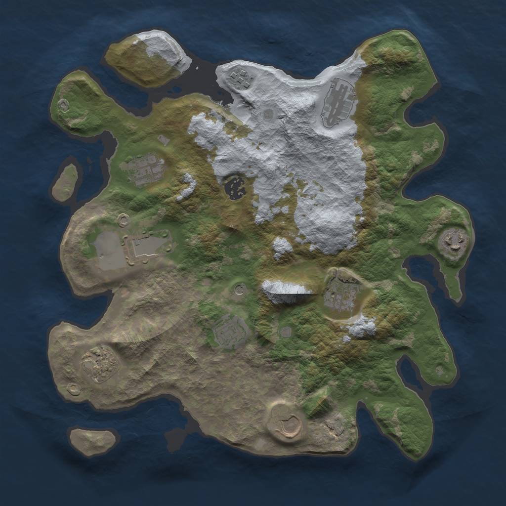 Rust Map: Barren, Size: 3500, Seed: 1089356544, 13 Monuments
