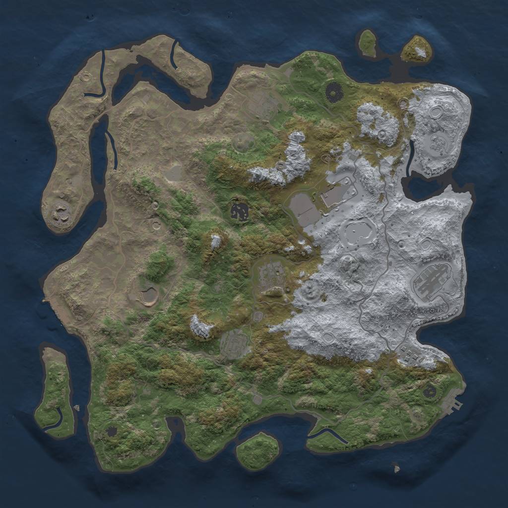 Rust Map: Procedural Map, Size: 4000, Seed: 54515, 18 Monuments