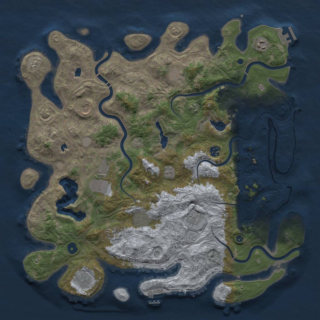 Rust Map: Procedural Map, Size: 4500, Seed: 1935722992, 16 Monuments
