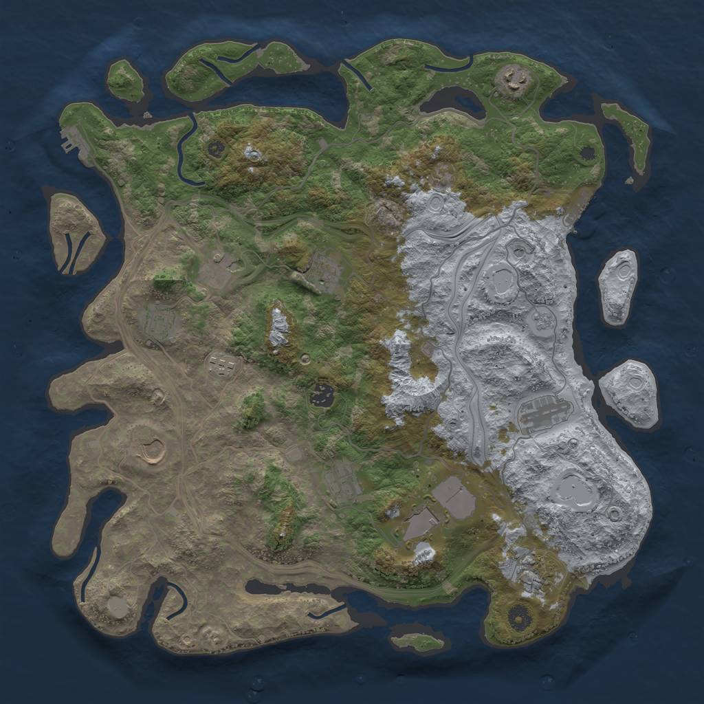 Rust Map: Procedural Map, Size: 4250, Seed: 591132965, 20 Monuments