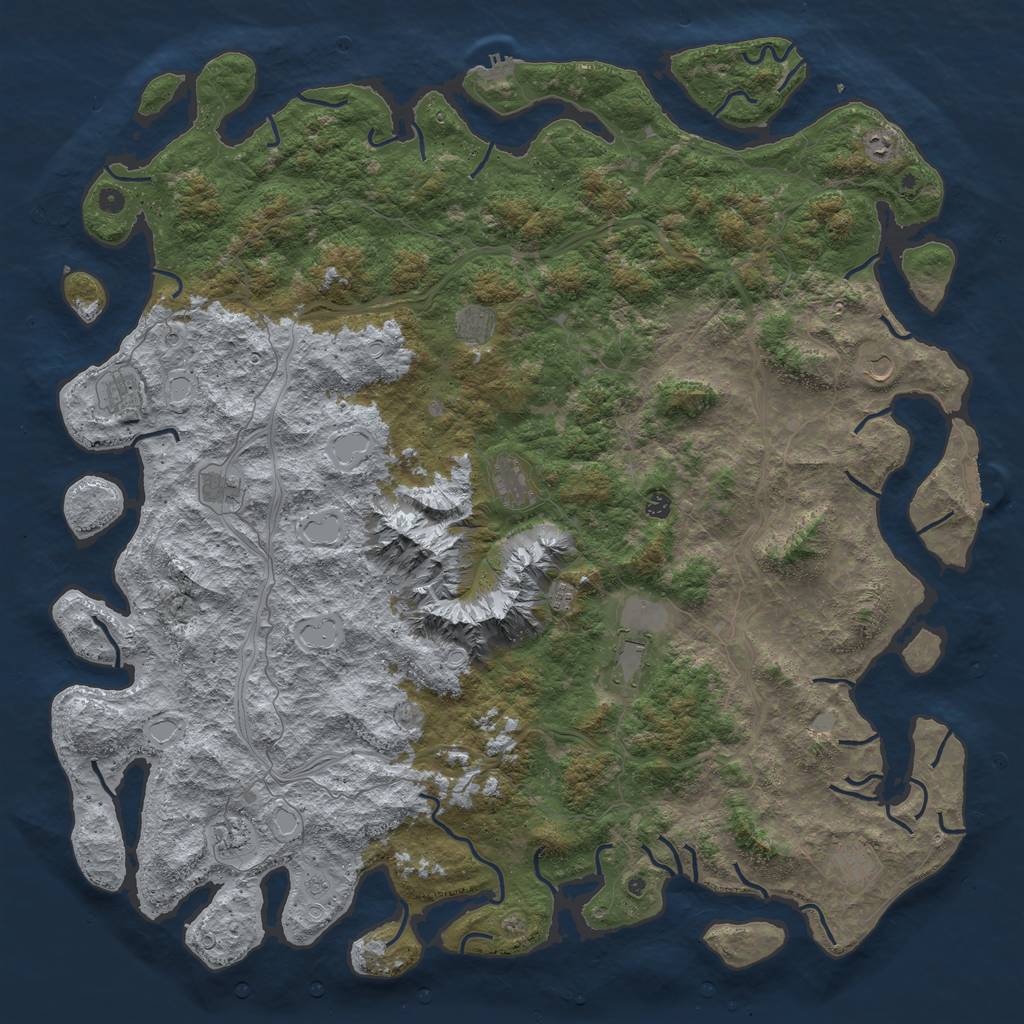 Rust Map: Procedural Map, Size: 6000, Seed: 1891376102, 18 Monuments