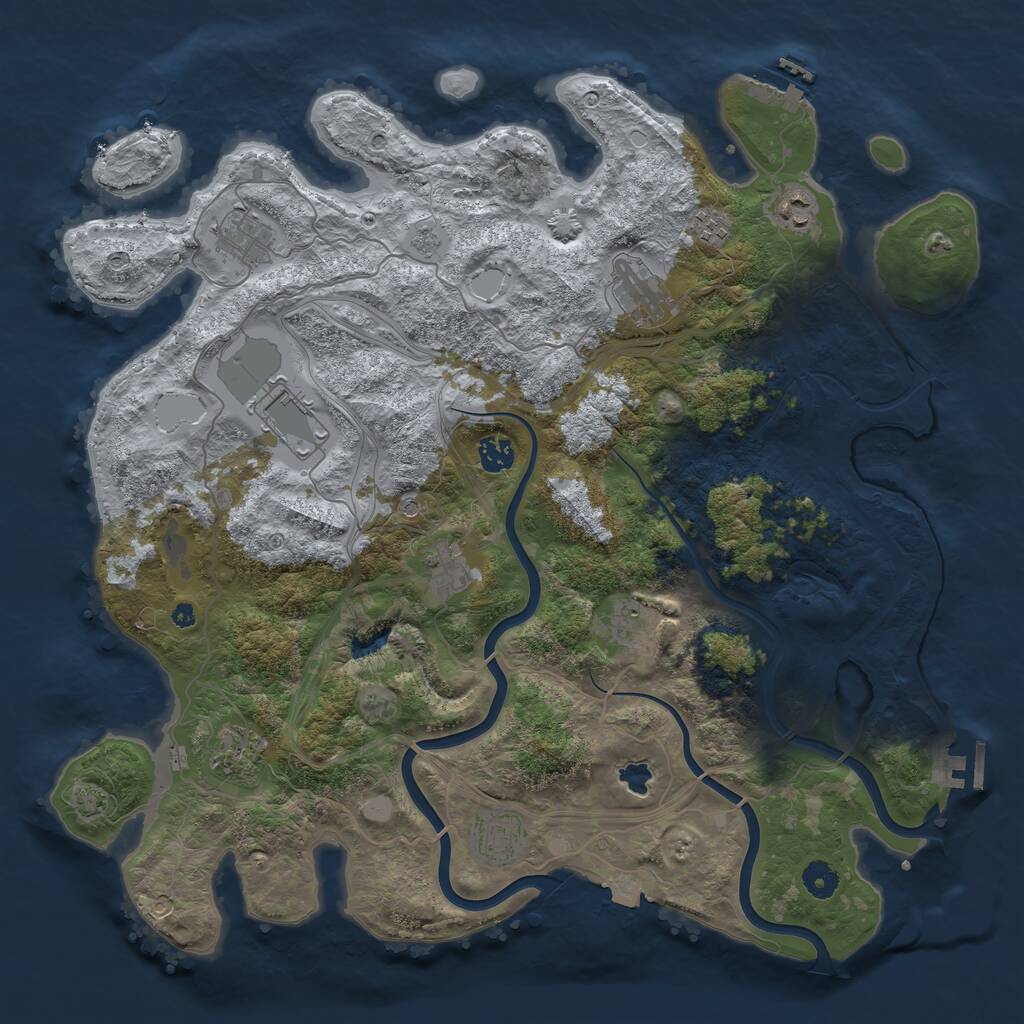 Rust Map: Procedural Map, Size: 4250, Seed: 5186436, 16 Monuments