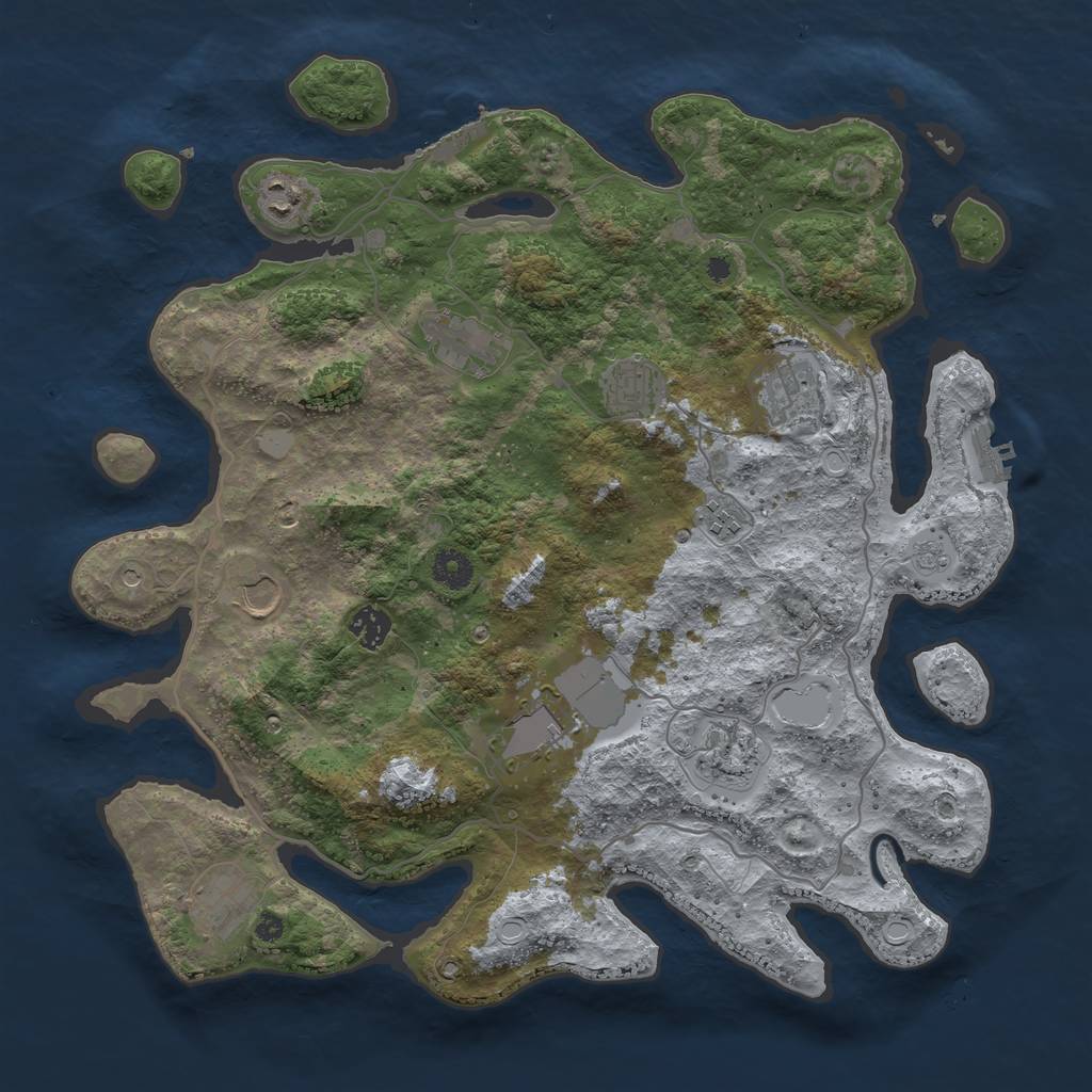 Rust Map: Procedural Map, Size: 4000, Seed: 577973, 19 Monuments
