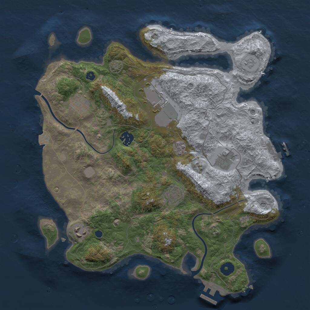 Rust Map: Procedural Map, Size: 3500, Seed: 1275182779, 13 Monuments