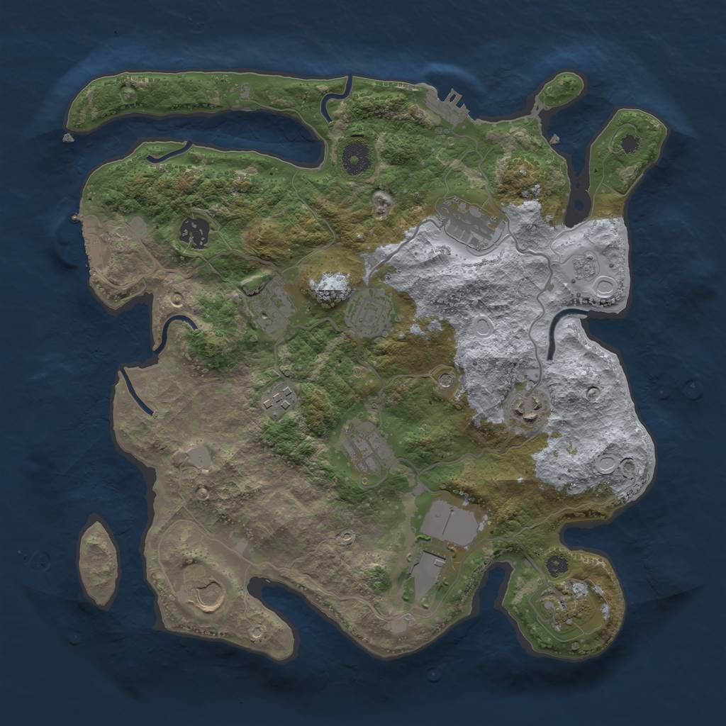 Rust Map: Procedural Map, Size: 3500, Seed: 1675695165, 19 Monuments