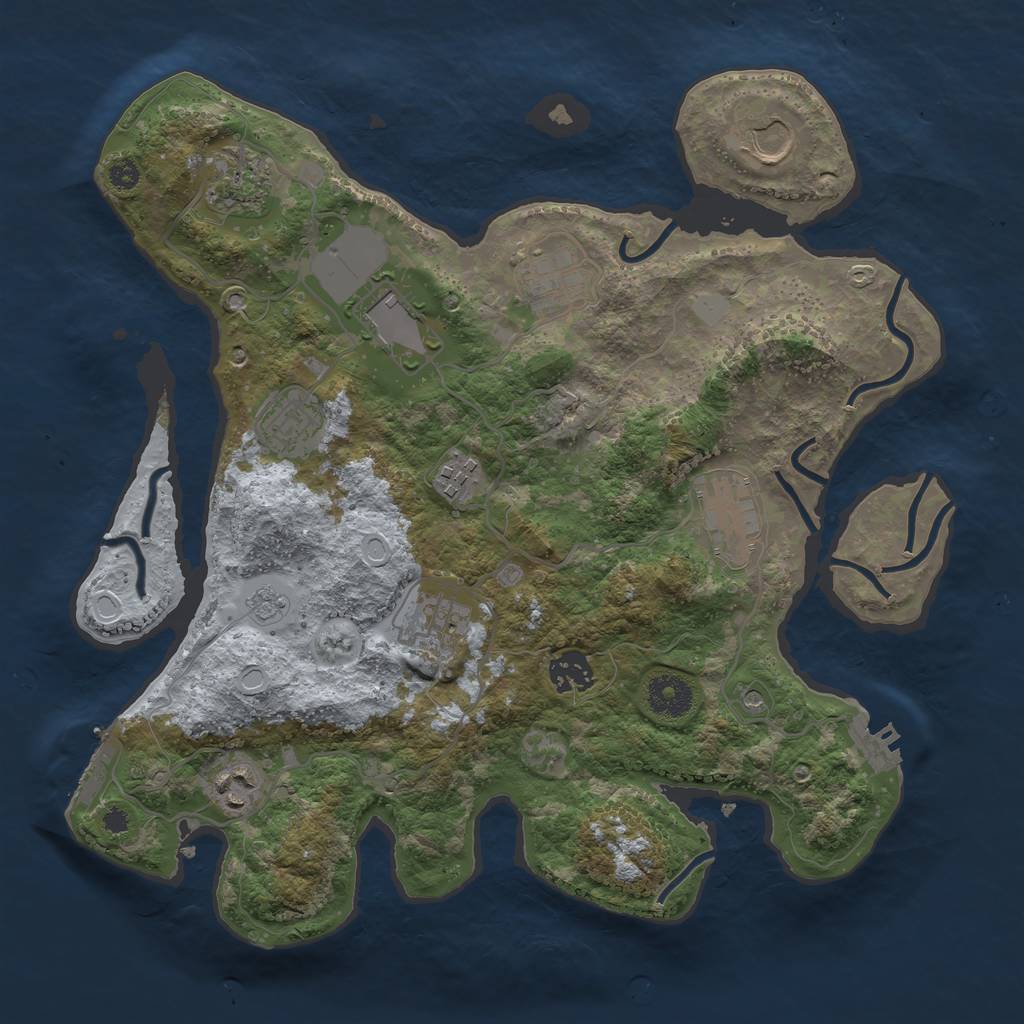 Rust Map: Procedural Map, Size: 3500, Seed: 870329160, 19 Monuments