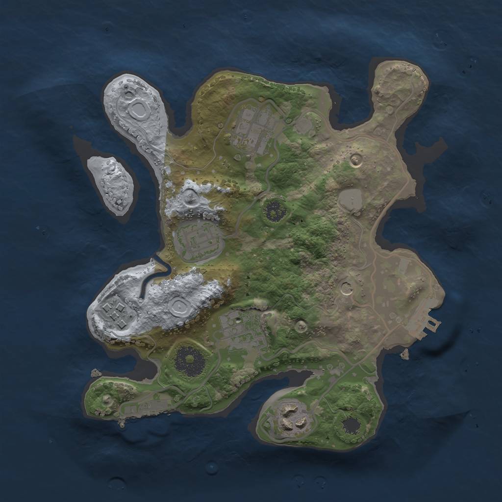 Rust Map: Procedural Map, Size: 2500, Seed: 1119542778, 13 Monuments